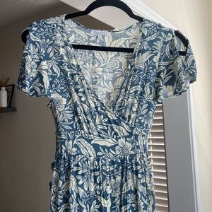 Patrons Of Peace Blue And White Floral Wrap Maxi Dress